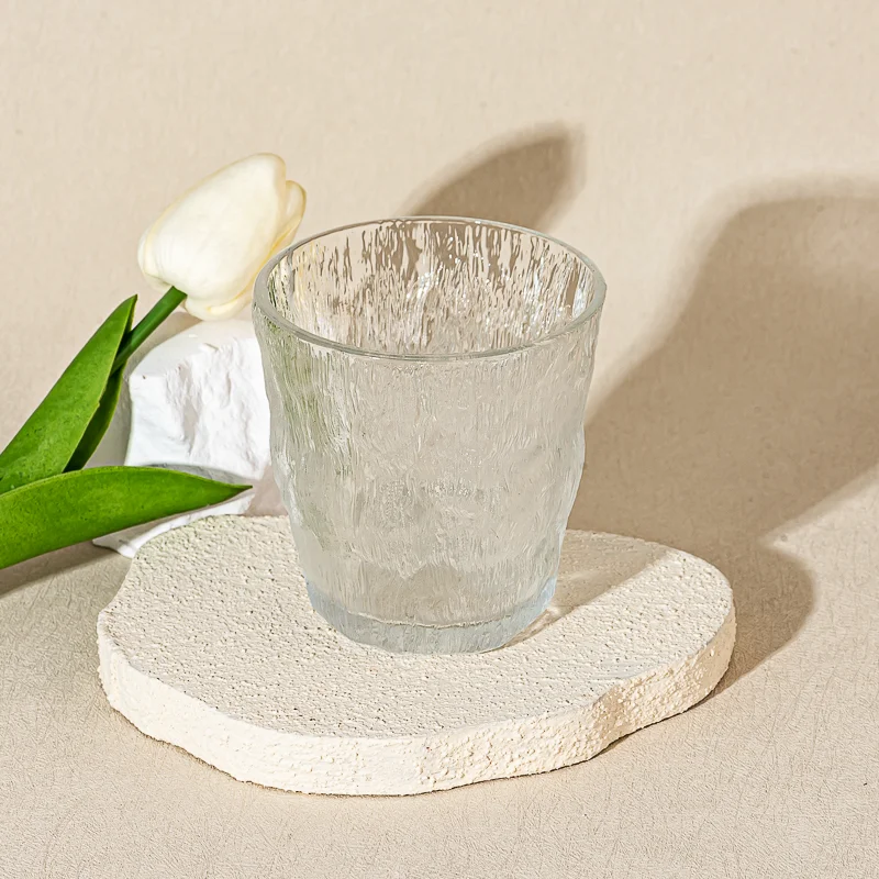 Luxury Embossed Finish Glass Cup Empty Candle Jar for Home Use