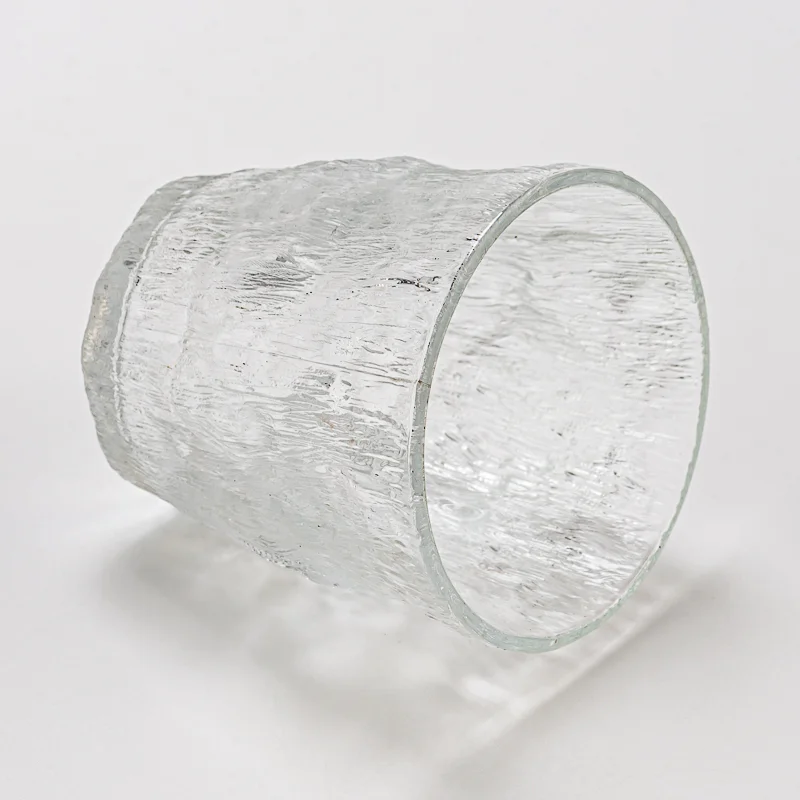 Luxury Embossed Finish Glass Cup Empty Candle Jar for Home Use