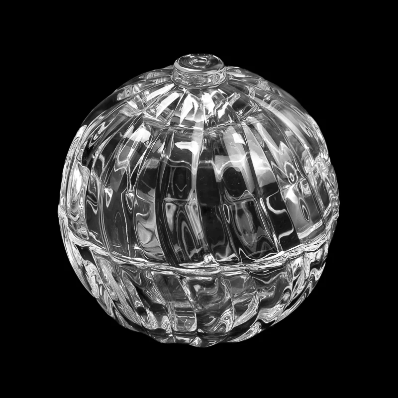 Decorative Ball Shape Glass Candle Vessel 5OZ Candle Jar with Round Lid