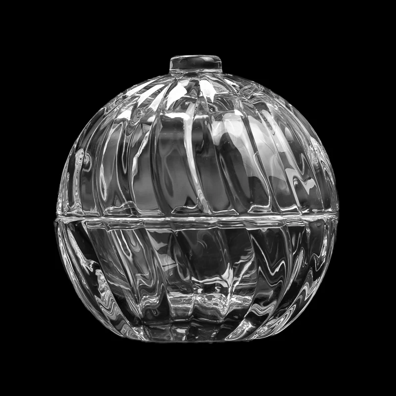 Decorative Ball Shape Glass Candle Vessel 5OZ Candle Jar with Round Lid