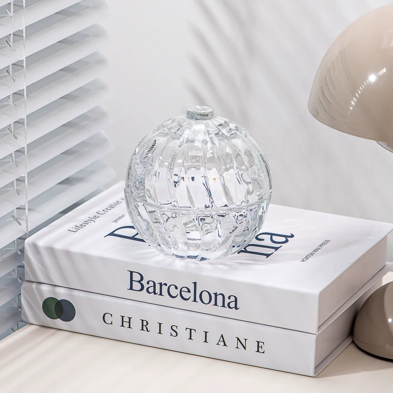 Decorative Ball Shape Glass Candle Vessel 5OZ Candle Jar with Round Lid