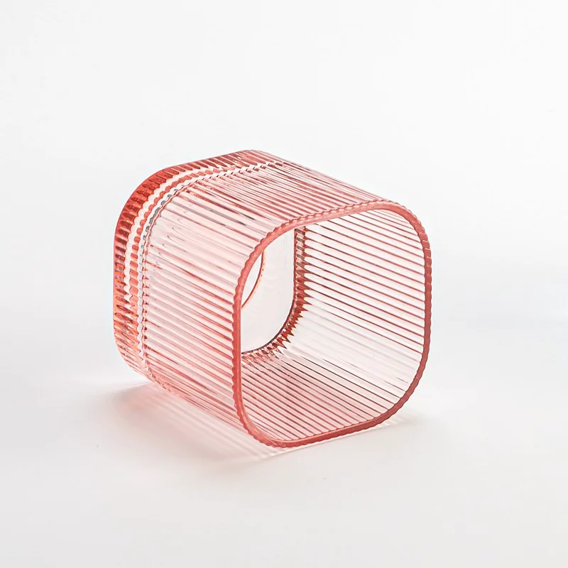 hot sales 5oz pink color square glass candle jar