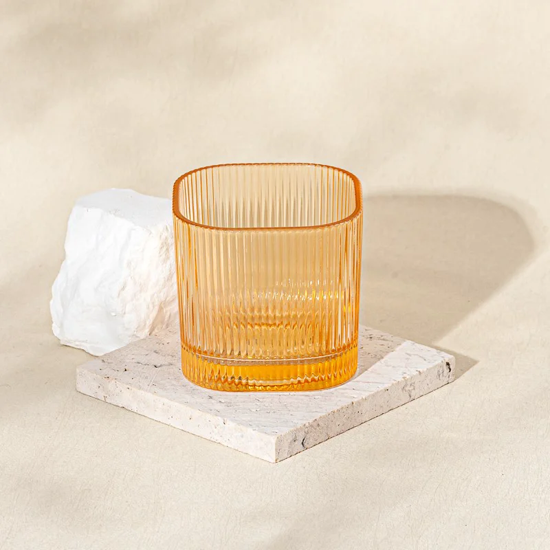 home decor color small square glass candle holder