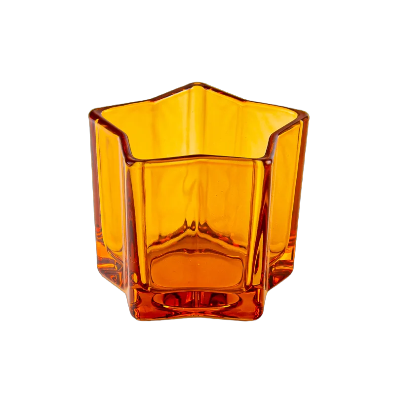 Home Decoration Transparent Color Glass Jar Empty Amber Candle Jar