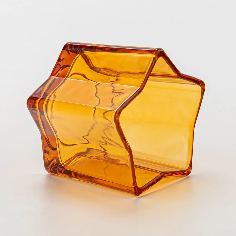Home Decoration Transparent Color Glass Jar Empty Amber Candle Jar