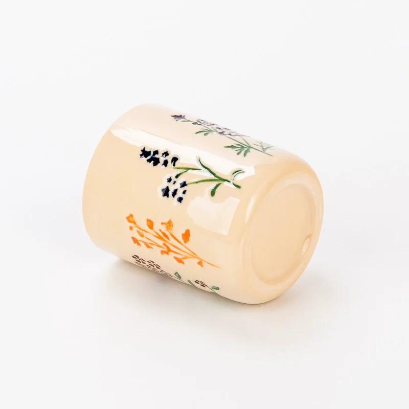 New Design Flower Pattern 480ml Ceramic Empty Candle Jar for Home Decor