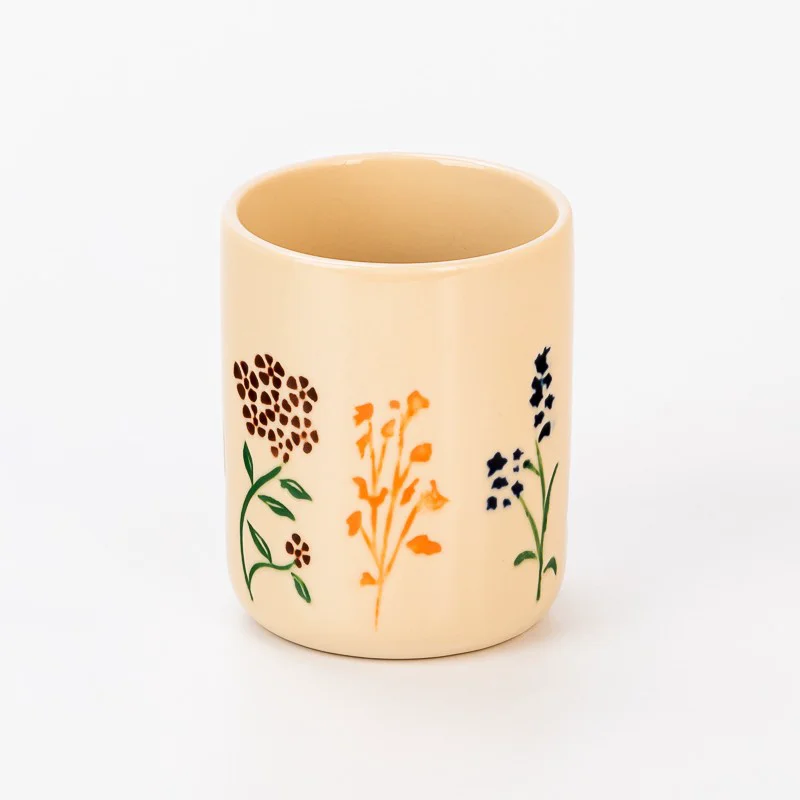 New Design Flower Pattern 480ml Ceramic Empty Candle Jar for Home Decor