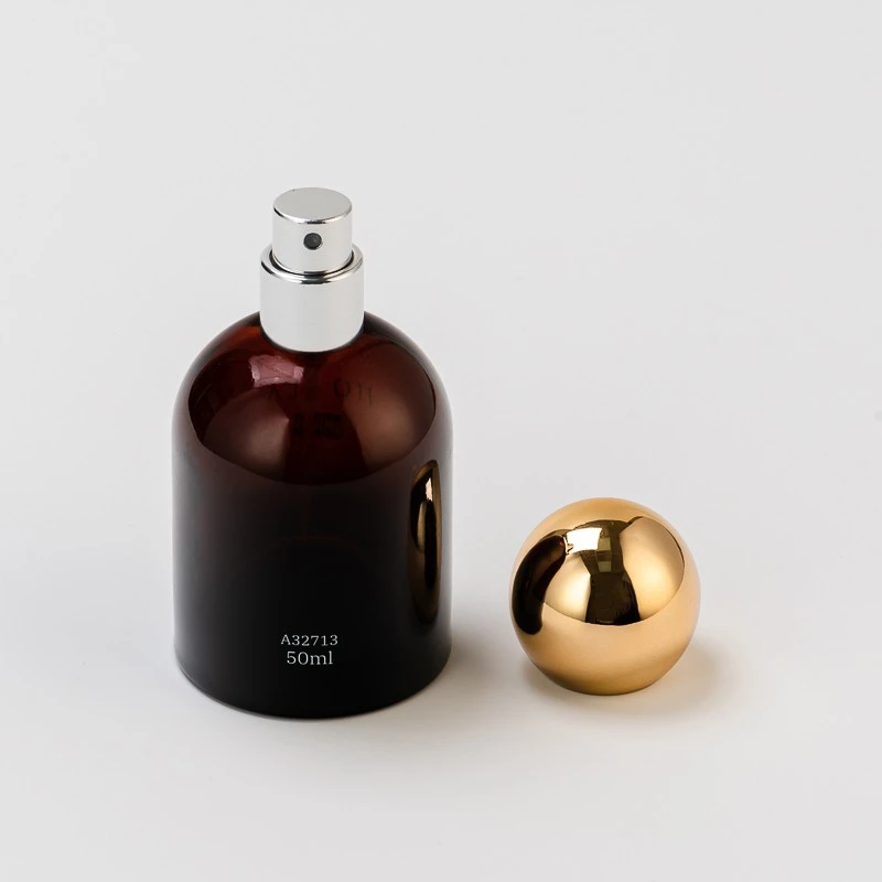 Luxury Dark Red Custom Logo Glass Perfume Essence Bottle with Round Lid