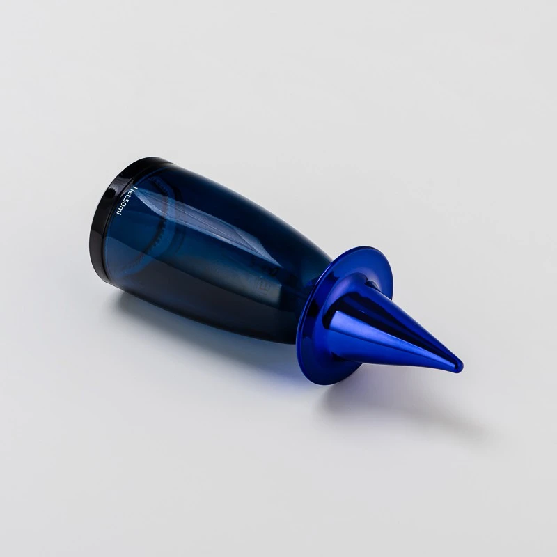 Custom Color 50ml Blue Glass Perfume Bottle with Creative Cap