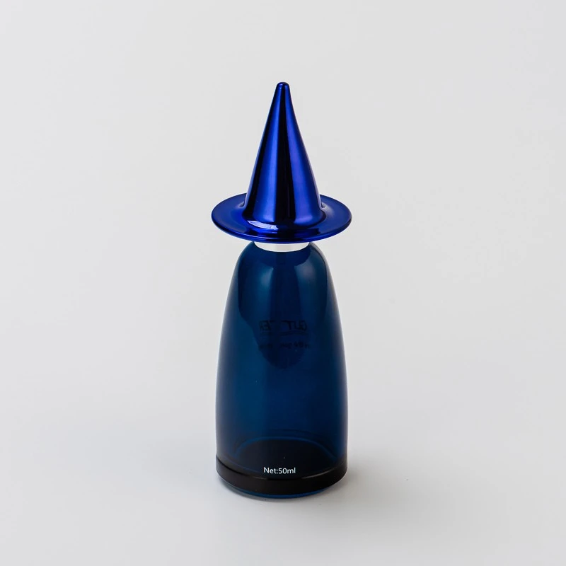 Custom Color 50ml Blue Glass Perfume Bottle with Creative Cap