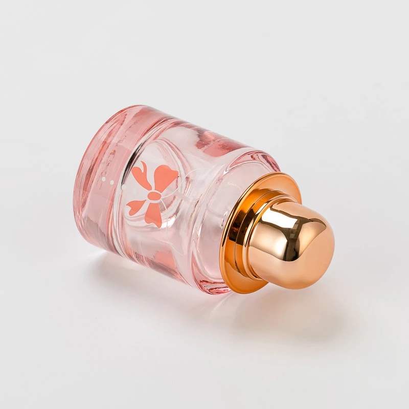 Fashionable Customize Pattern Pink 30ml Glass Perfume Bottle with Cap