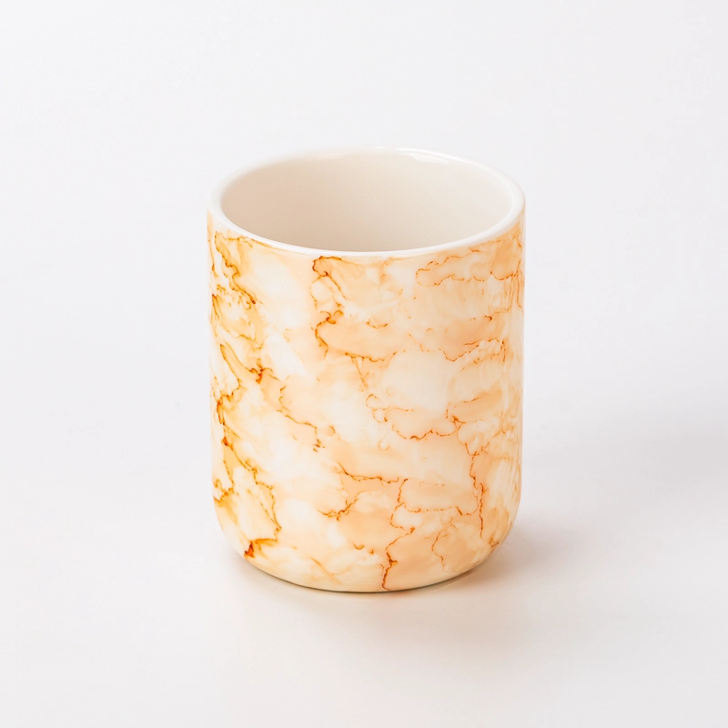 Modern Style Marble Pattern Ceramic Jar Empty Ceramic Candle Holder for Candle Packing
