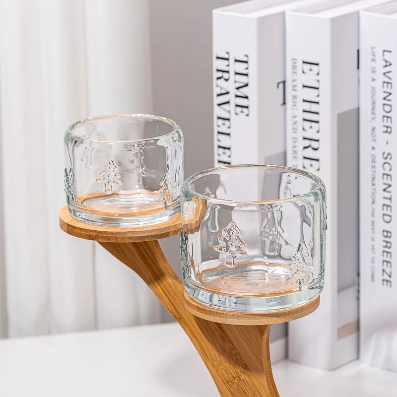 Fancy Tree Pattern Clear Glass Vessel 5oz Empty Candle Jar Glass