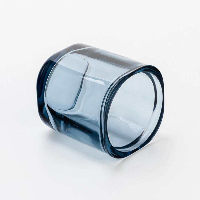 Elegant Transparent Blue Glass Candle Jar with Matching Lid for Wedding Decor and Luxury Gift Use