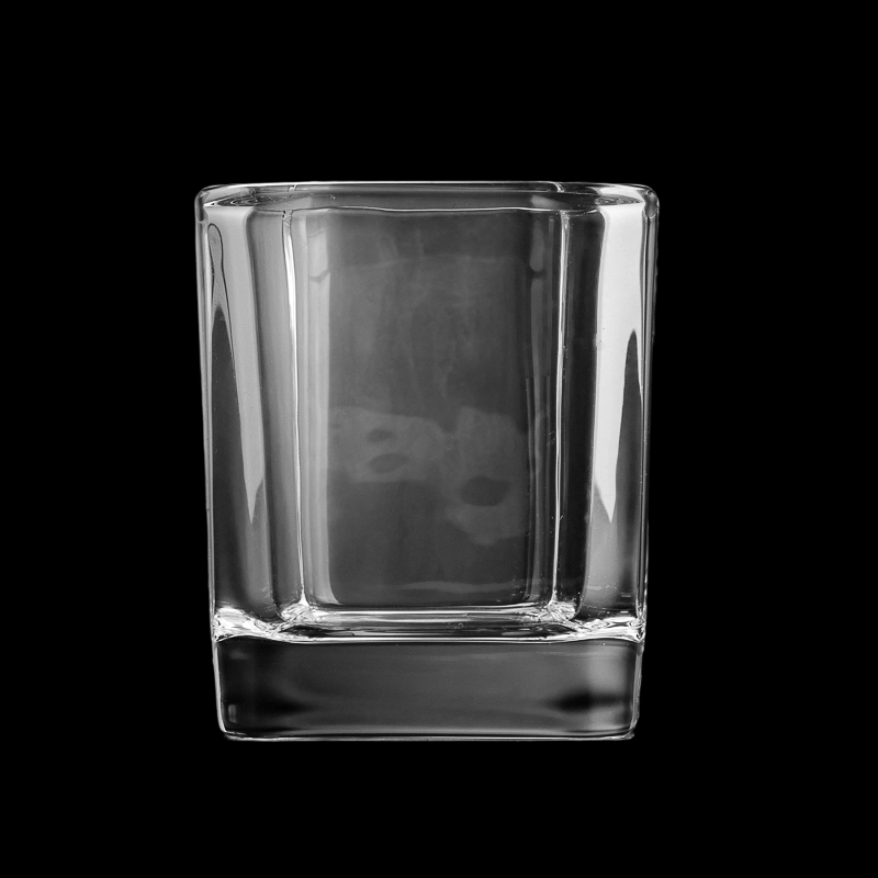 Luxury Square Shape Thick Wall Glass Candle Jar for Scented Candle Filling