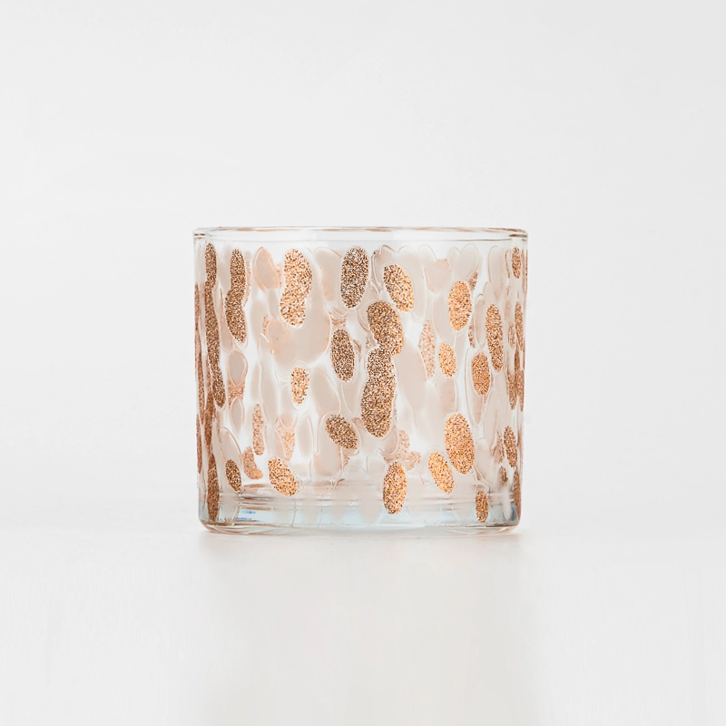 Wholesaling Elegant Decal Artistic PatternTransparent Glass Candle Jar for Home, Wedding & Party Decor