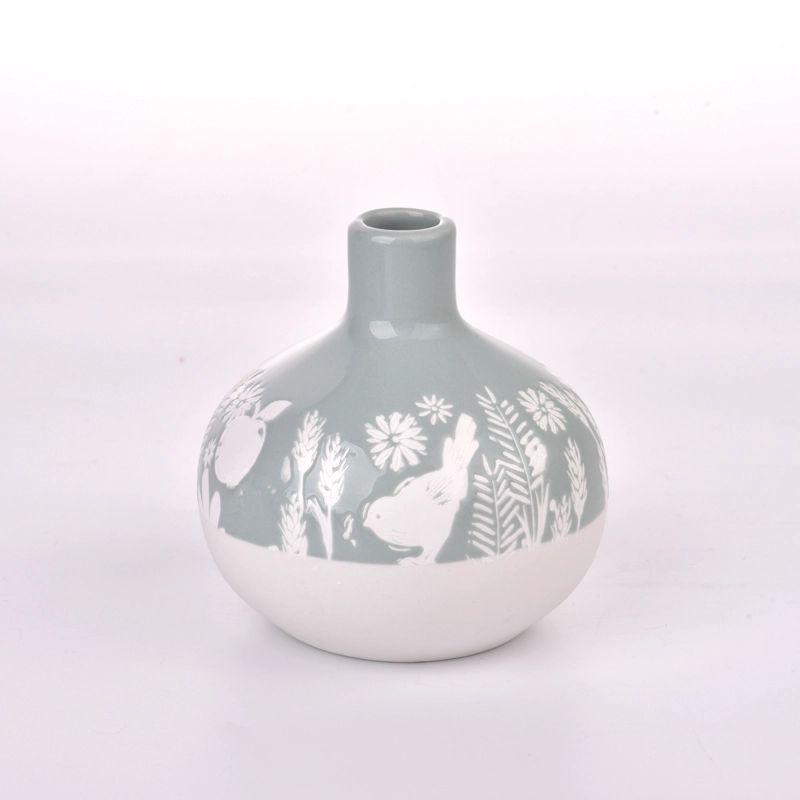 China Home Decoration 336ml Glazed Ceramic Vessel Aroma Handmade Durable Recyclable Reed Diffuser Bottle manufacturer