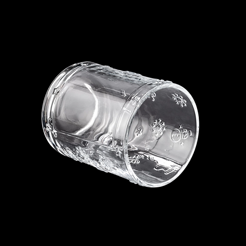 New Arrival Custom Label & Color 15oz Cylinder Glass Candle Jar with Fancy Pattern for Home and Wedding Decorations