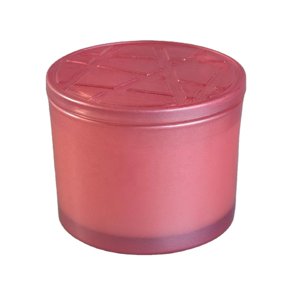 10oz Wholesales Custom matte pink glass candle holder with lids