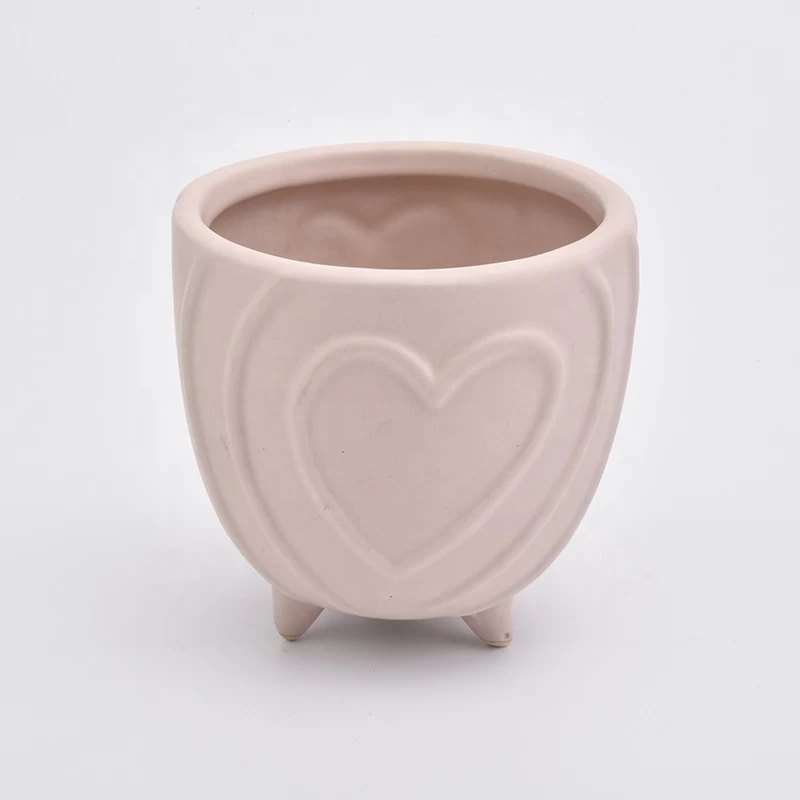 10oz Pink Heart Pattern Ceramic Candle Holders Votive Candlestick for Home Decor