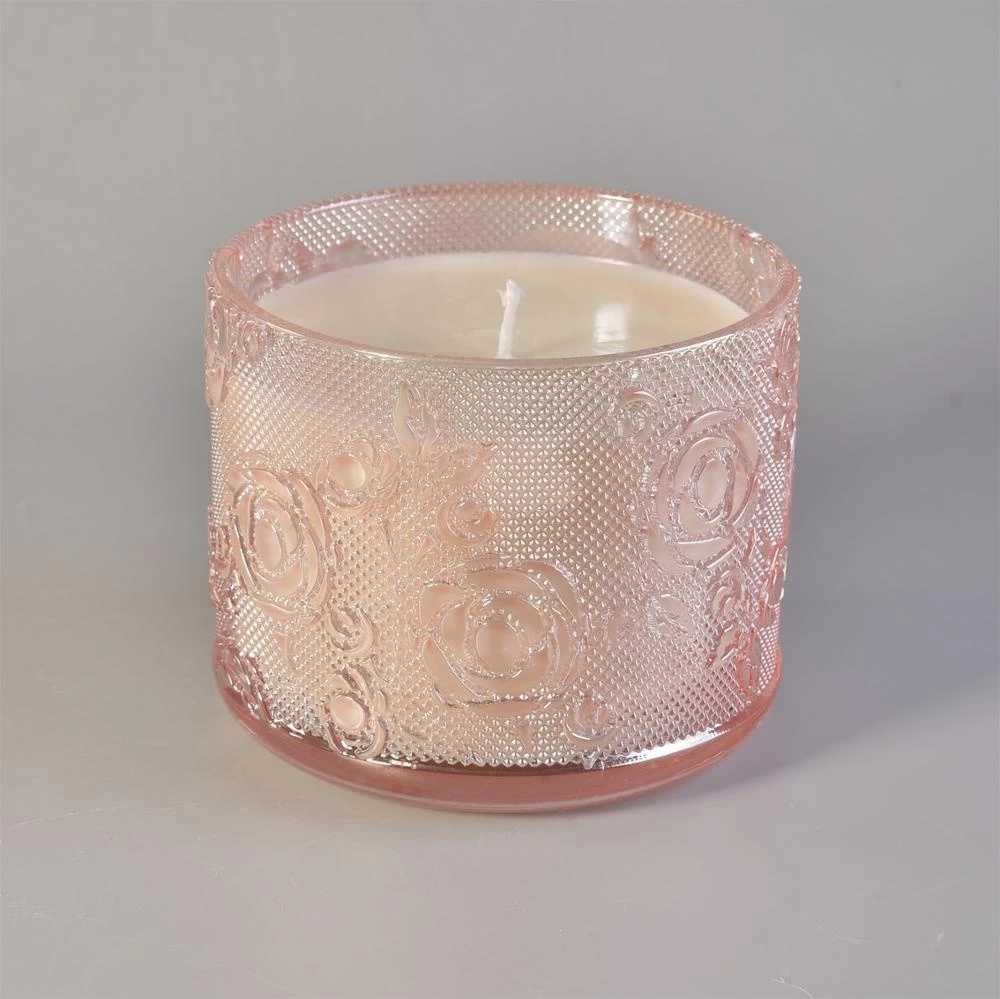 10oz Wholesales luxury rose crystal glass candle jar