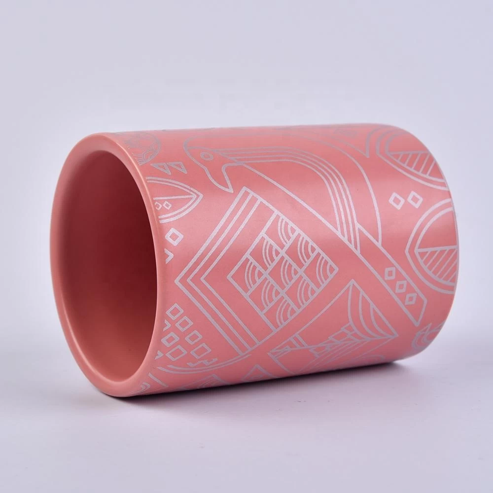 Sunny ceramic cylinder pink porcelain candle jar wholesale