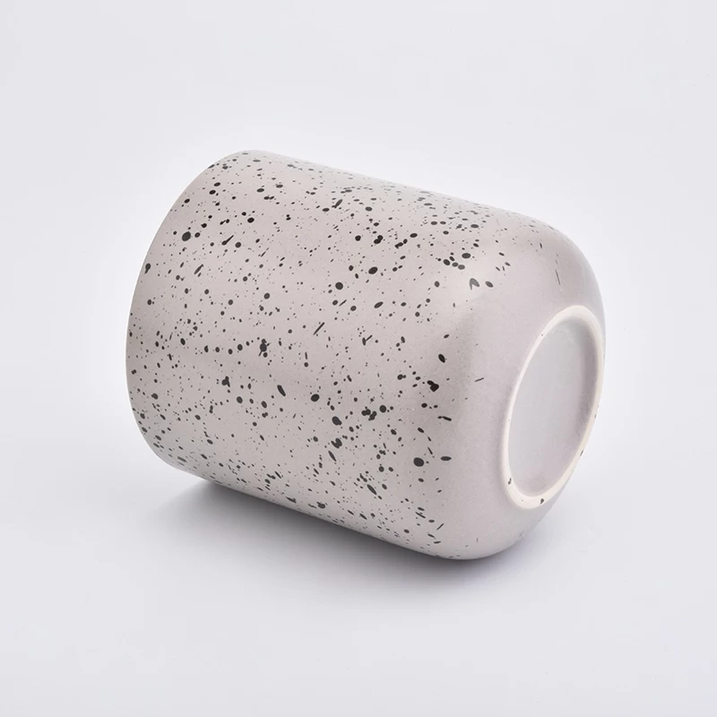 12oz spot pattern grey ceramic candle holders for home decorations