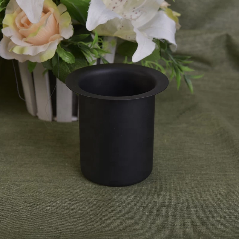 Vintage decorative black matte metal insert candle jars