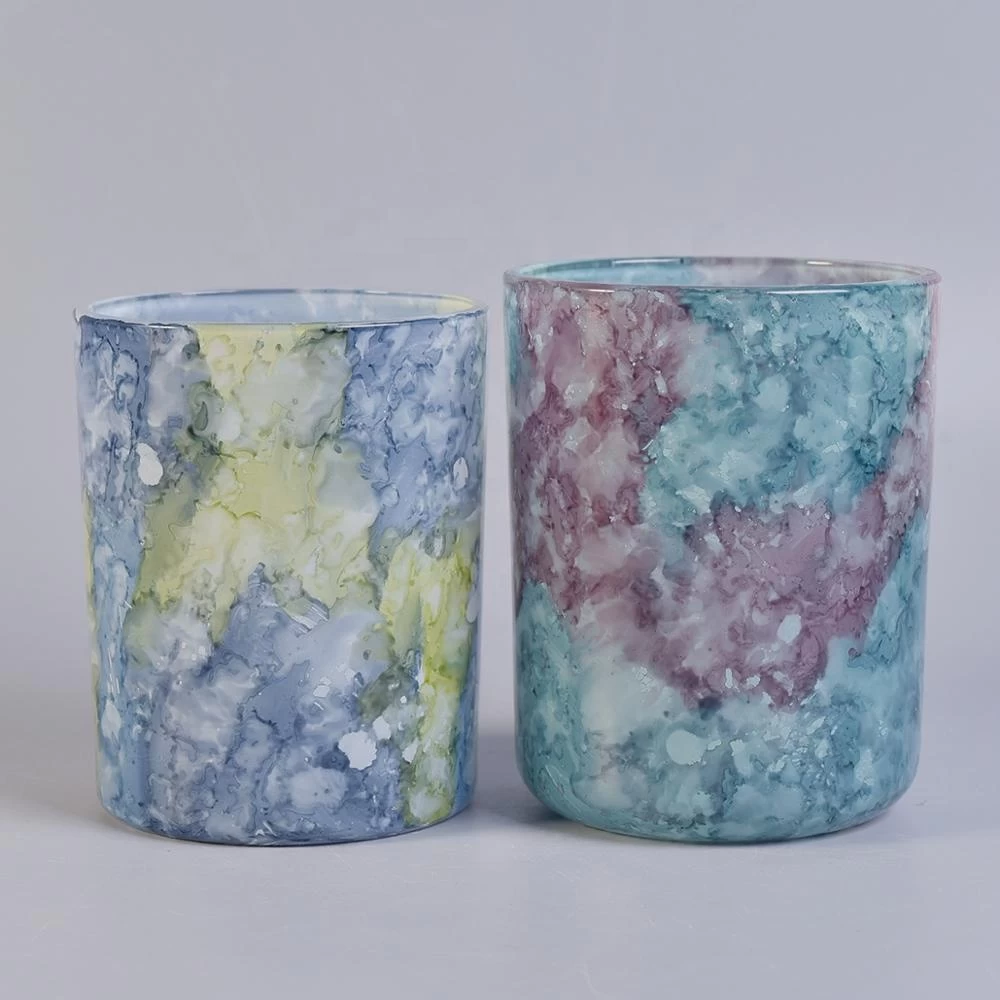 Wholesales cylinder design marble colored candle ceramic holders