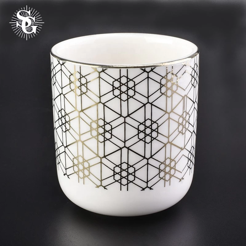 Sunny 400ml snow appearance pattern electroplating ceramic candle holders