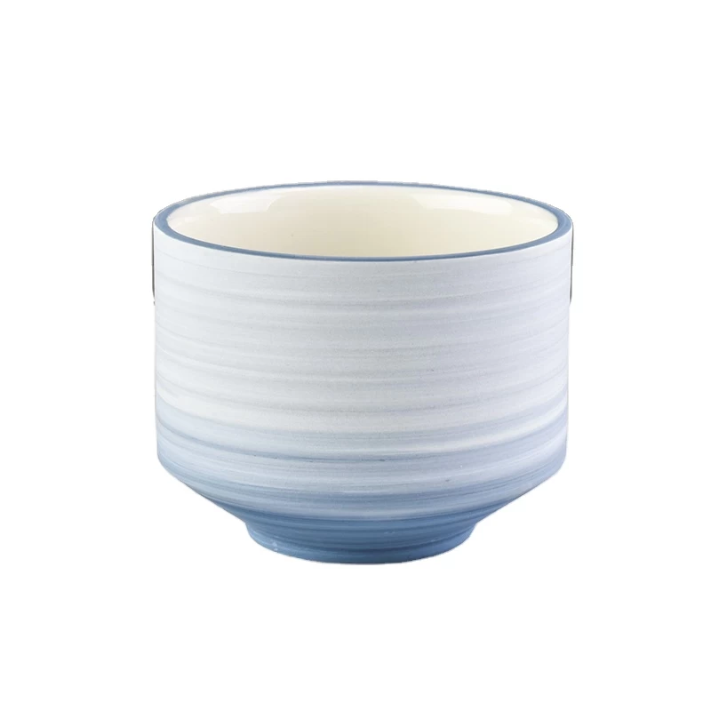 Sunny blue frosted recycled Ceramic Candle vessel 8oz 10oz