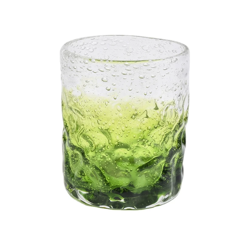 250ml bubble pattern green glass candle jar for home decorations