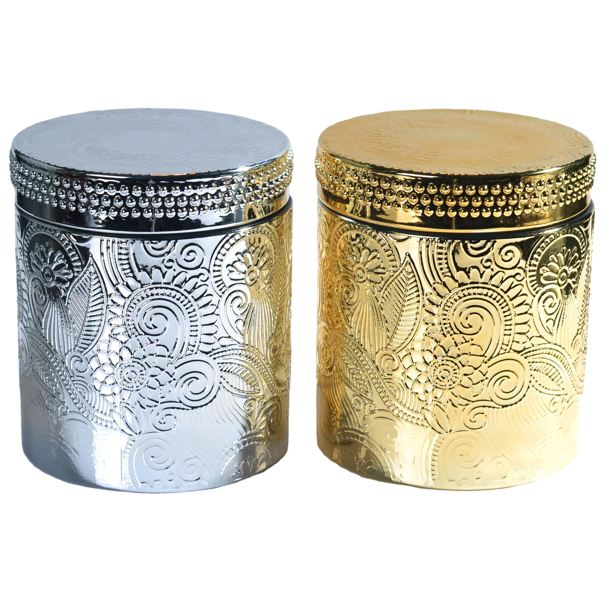 8oz 10oz 12oz Wholesales custom gold luxury candle holder glass with lids