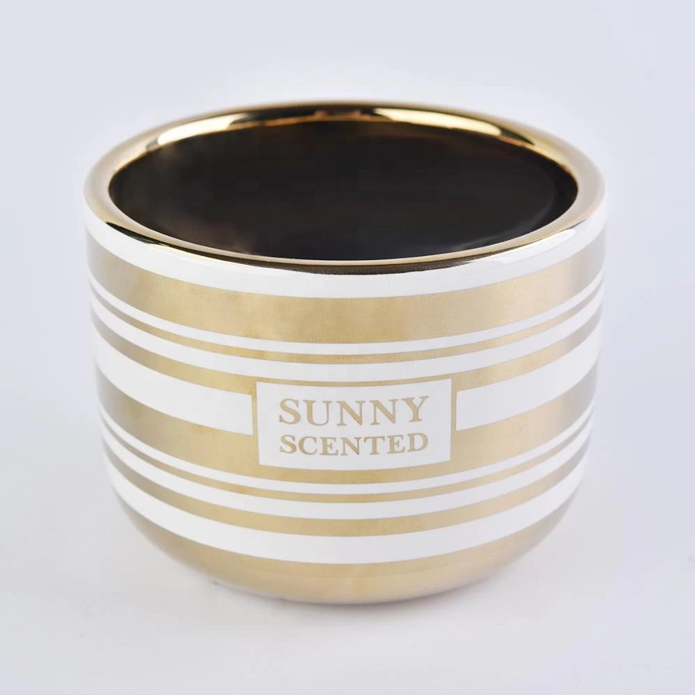 Sunny Luxury gold Ceramic Candle jars in bulk
