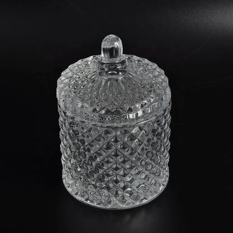 Luxury geo glass candle holder with crystal lid