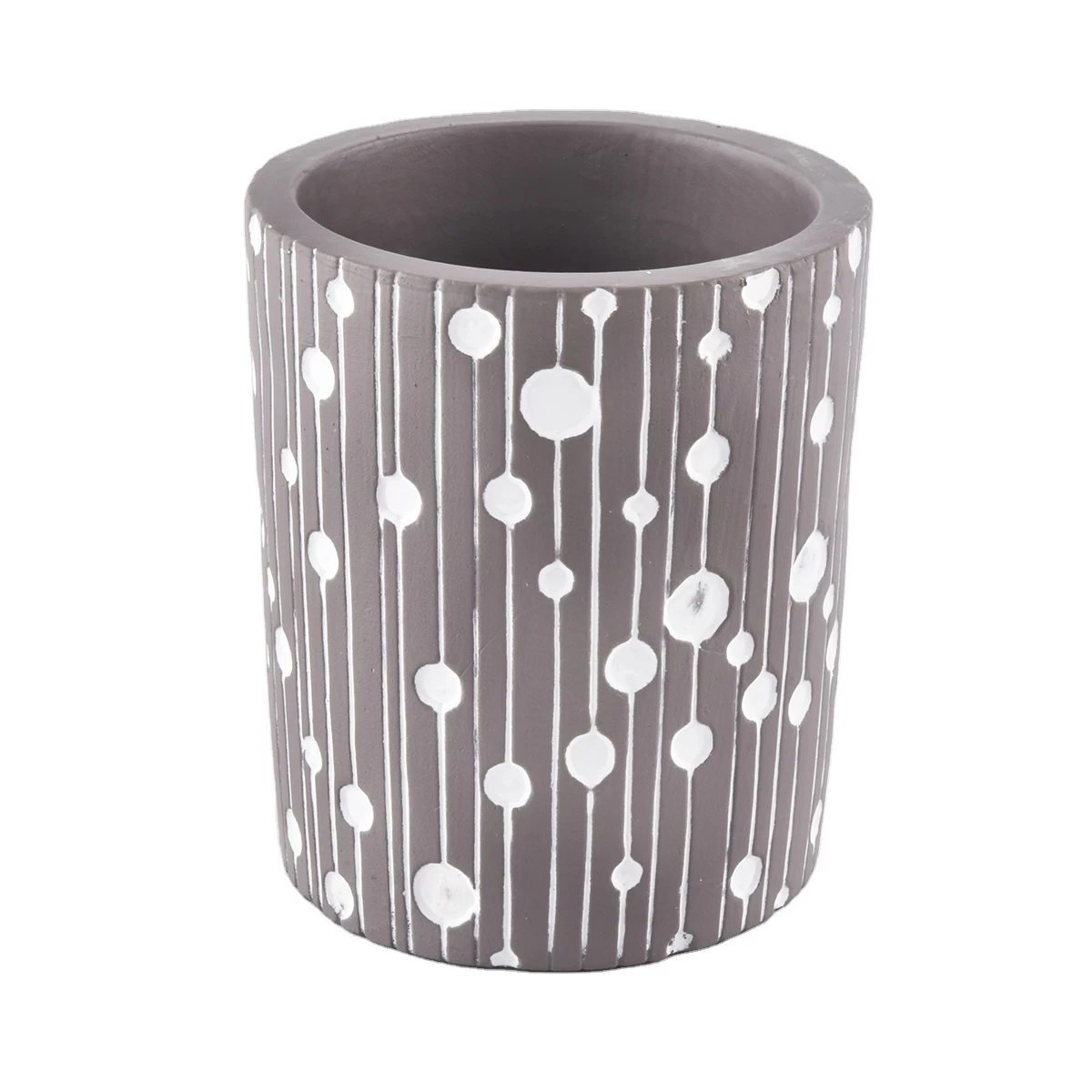 Sunny custom grey cylinder concrete candle jar for candle making home decoration
