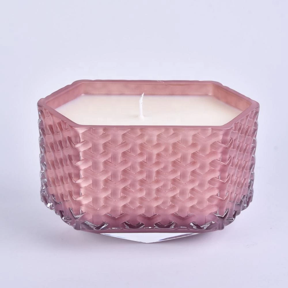 6oz 8oz 10oz Wholesales decorative geo tealight glass candle jar