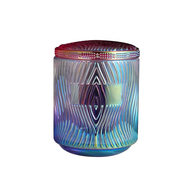 China Sunny design Gradient custom luxury glass candle jars with lid manufacturer