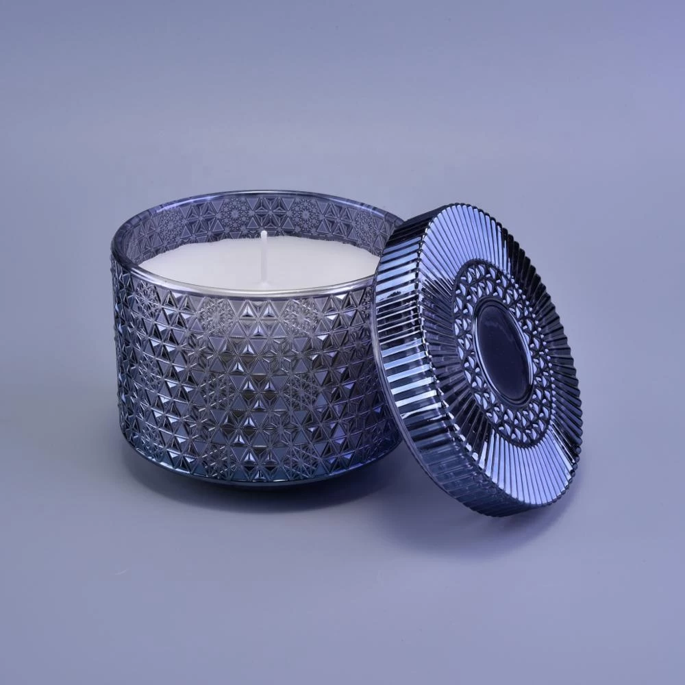 8oz 10oz 12oz Wholesales custom snow luxury glass candle jar with lid