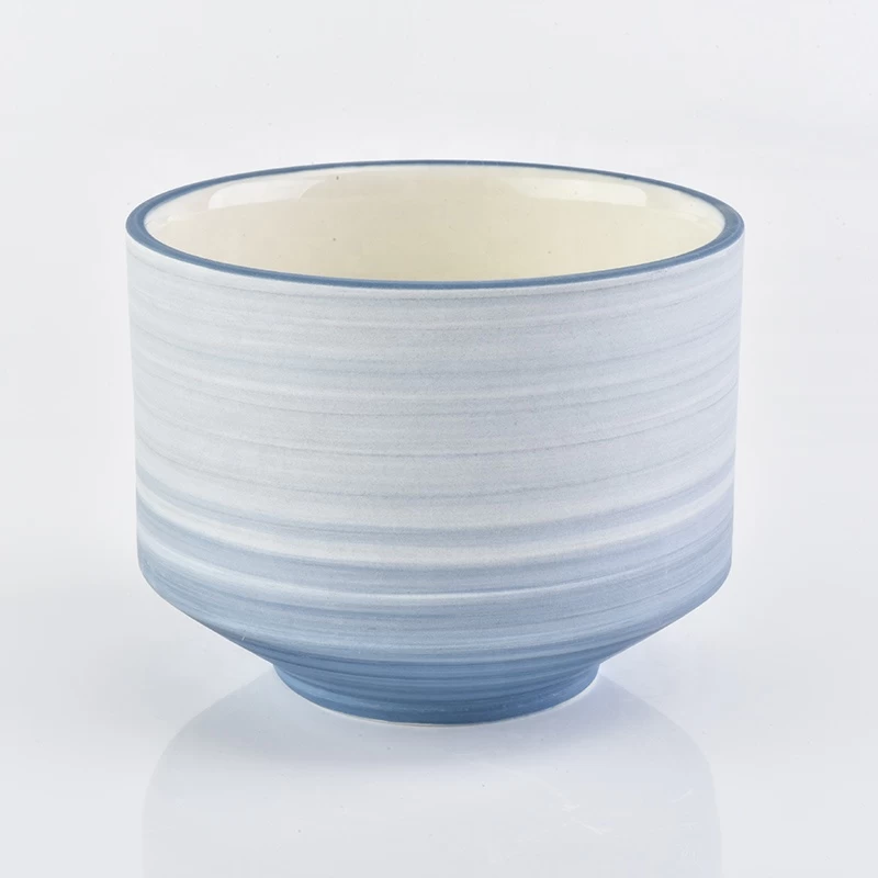 Sunny blue frosted recycled Ceramic Candle vessel 8oz 10oz