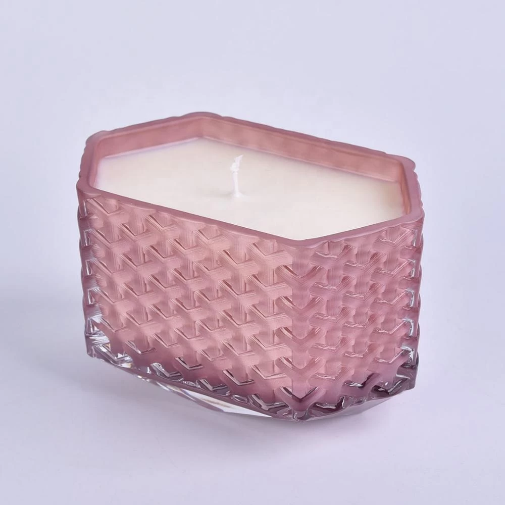 6oz 8oz 10oz Wholesales decorative geo tealight glass candle jar