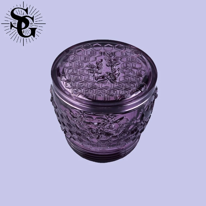 Sunny purple great desgin bee wax glass candle jars with lids