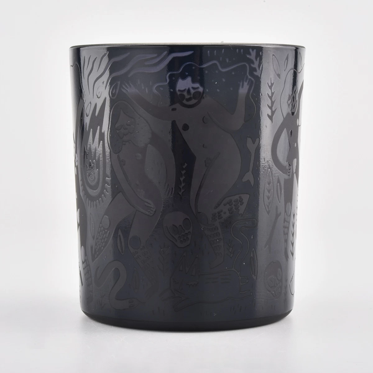 Wholesales luxury black matte cylinder glass candle jar holder