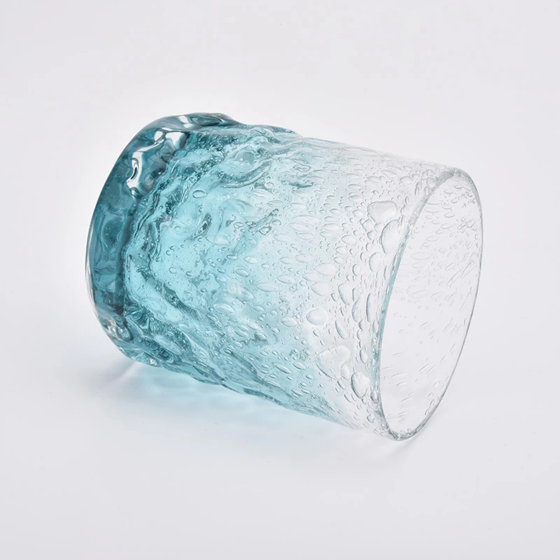 8oz bubble pattern aqua green glass candle jar for home decorations