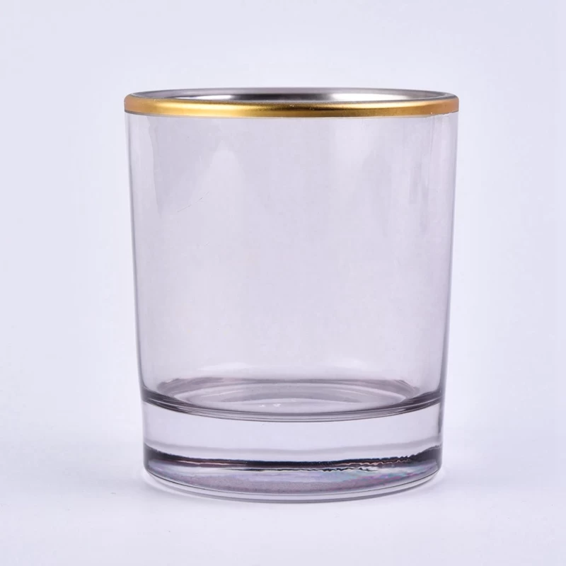 decorative gold rim glass candle jar