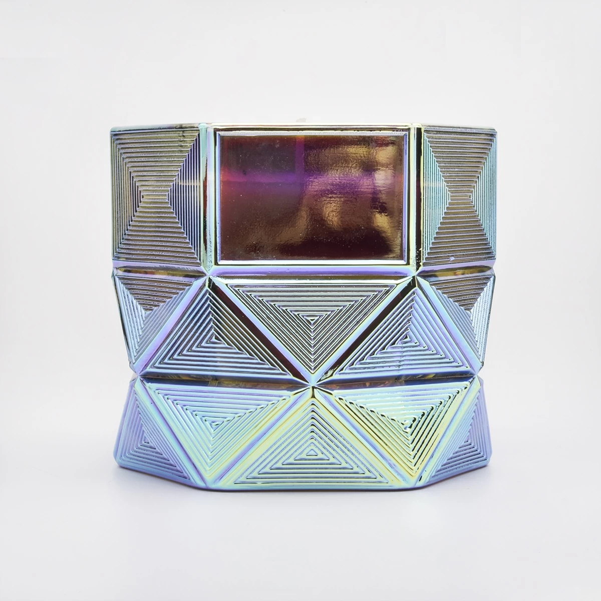 10oz Sunny Luxury Hexagon empty glass candle jar home decoration