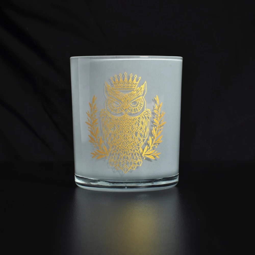 Logo printing Antique custom white glass candle holders in bulk