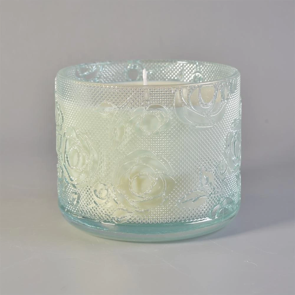 10oz Wholesales luxury rose crystal glass candle jar