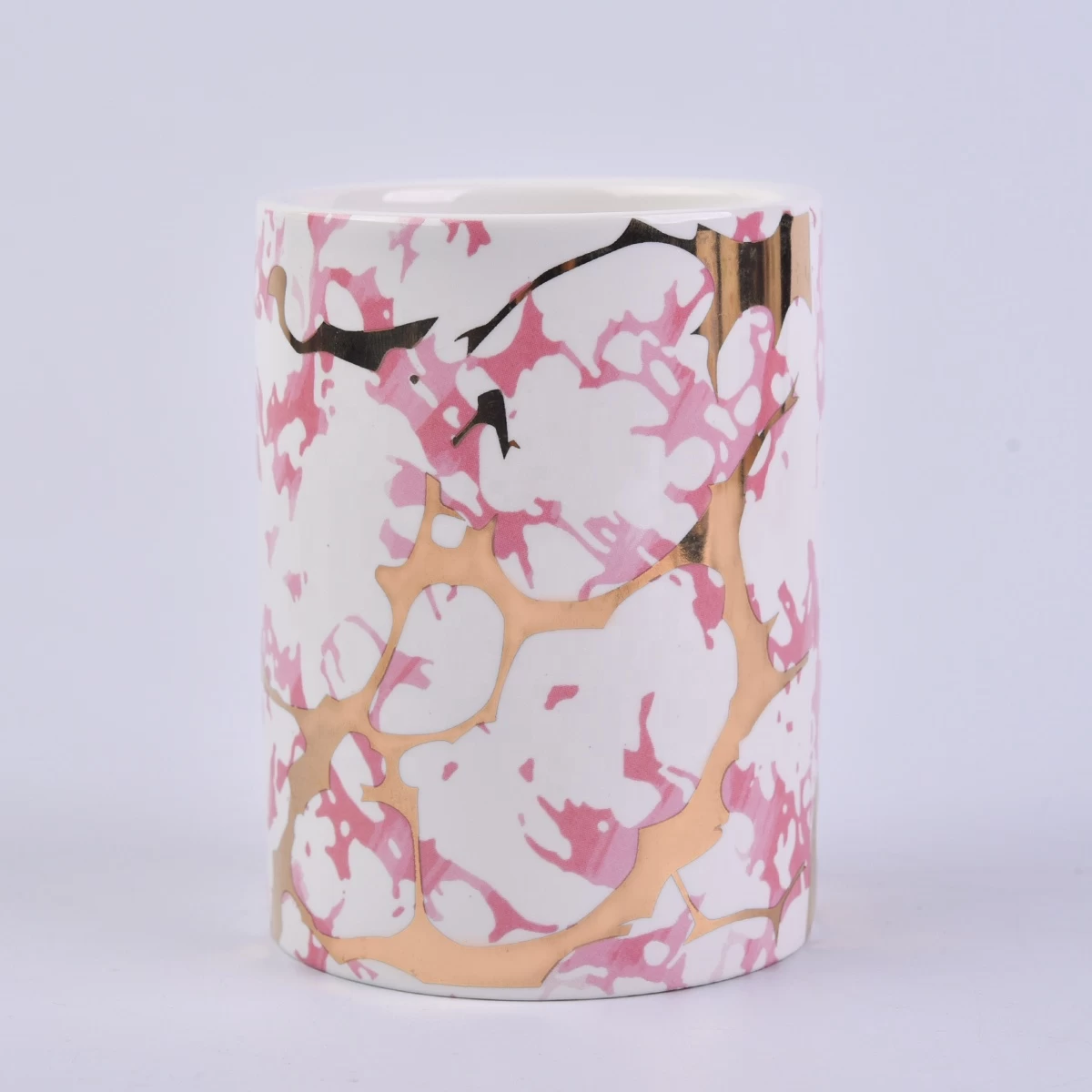 Wholesales custom decorative pink empty ceramic candle jars 10oz