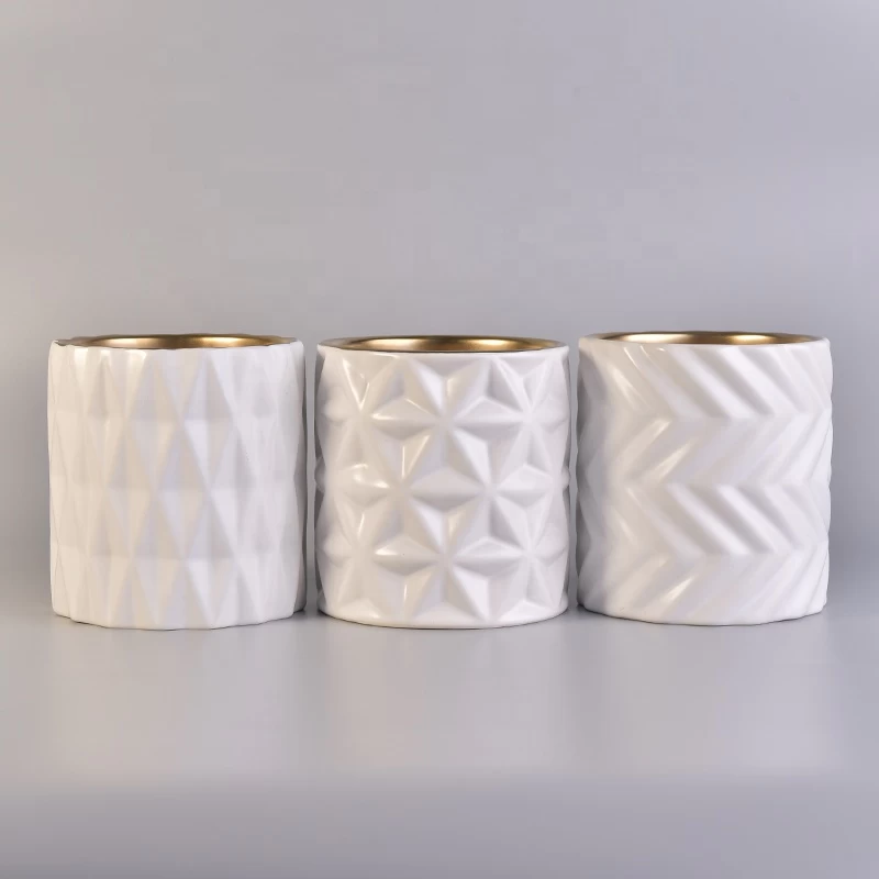 Cylinder white ceramic candle vessel manufacturer